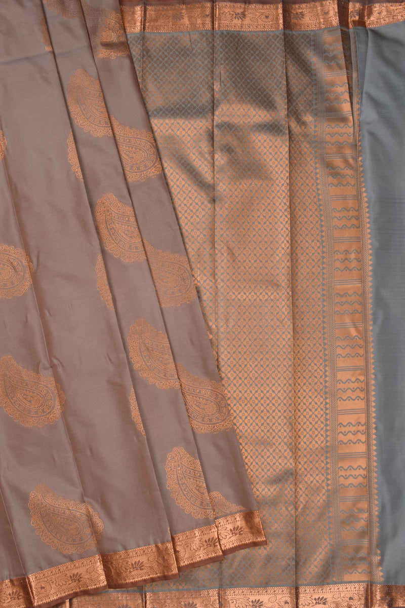 Light Mauve Soft Semi Silk Paisely Butta Saree