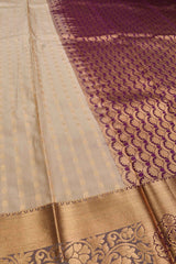 Sandal Semi Silk Mini Emboss Butta Contrast Violet Blouse Saree