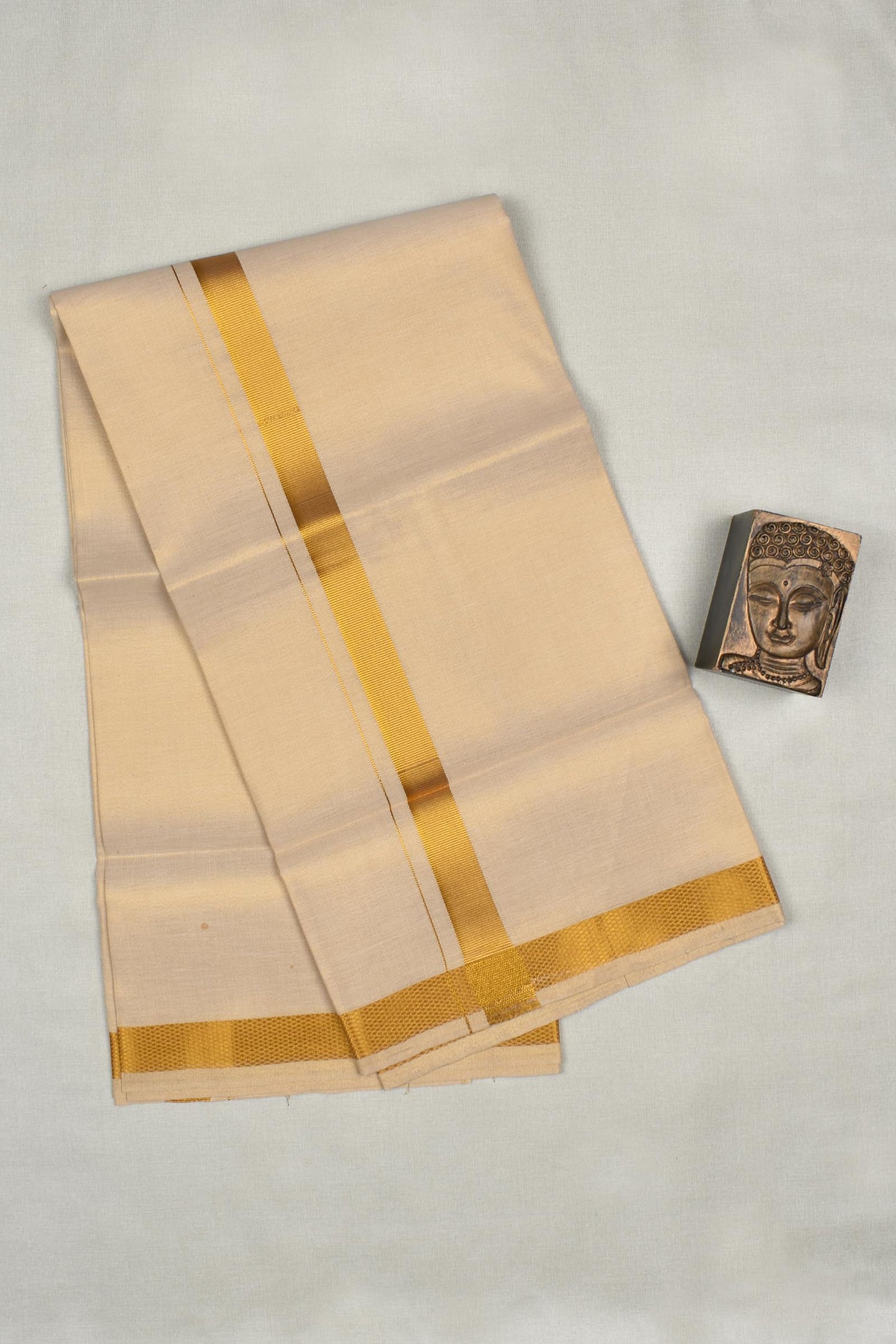 Sandal Tissue Traditional Gold Border Mens Dhoti