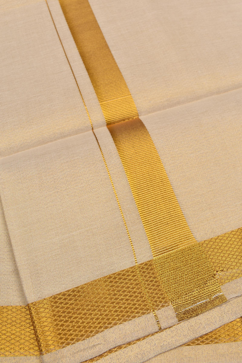 Sandal Tissue Traditional Gold Border Mens Dhoti