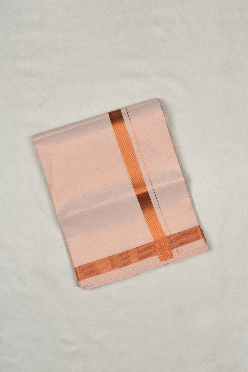 Light Copper Tissue Traditional Border Mens Dhoti