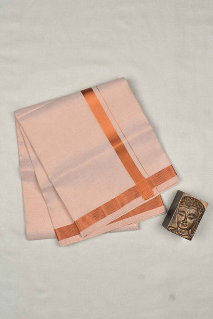 Light Copper Tissue Traditional Border Mens Dhoti