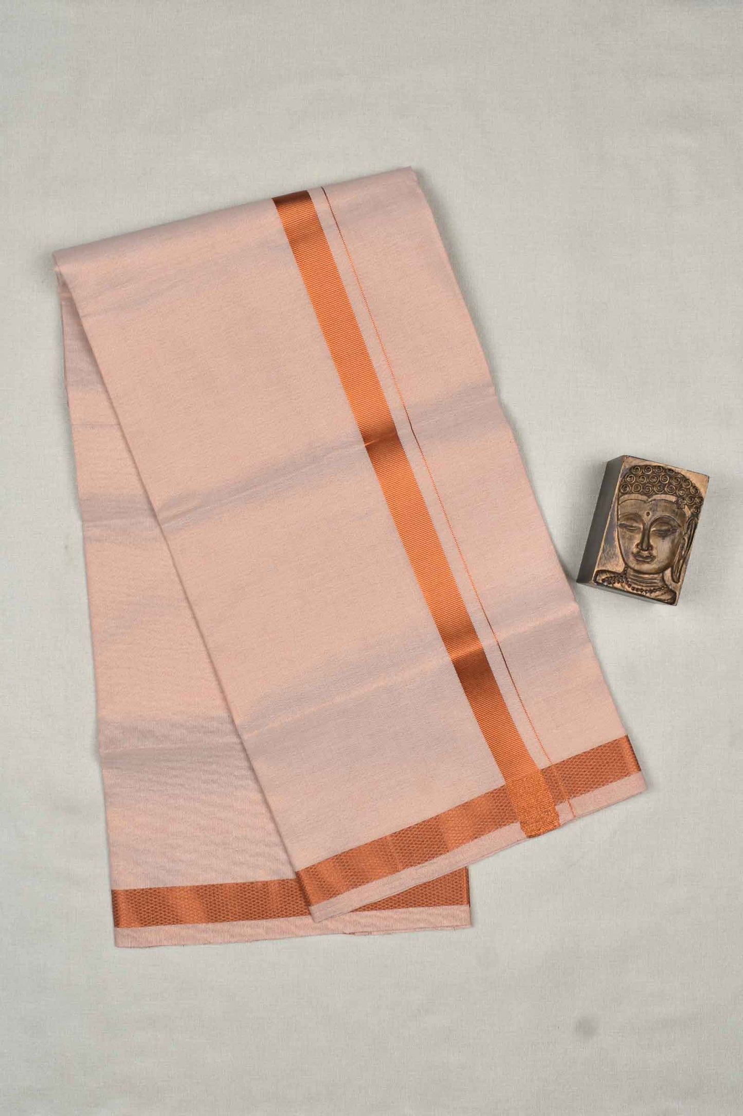 Light Copper Tissue Traditional Border Mens Dhoti