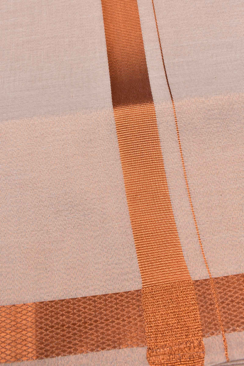 Light Copper Tissue Traditional Border Mens Dhoti