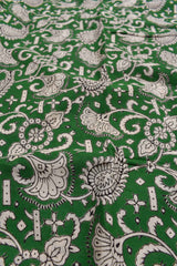 Green Kalamkari Pure Cotton Paisely Flowers Printed Peacock Pallu Saree