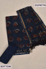 Blue with Red Floral Kota Doriya Hand Block Printed Chudithar Material Dress Suit