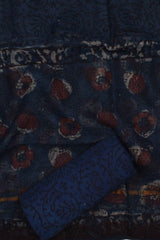 Blue with Red Floral Kota Doriya Hand Block Printed Chudithar Material Dress Suit