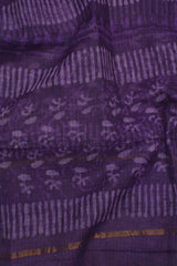 Dark Violet Linen Cotton Block Printed Chudithat Material Dress Suit