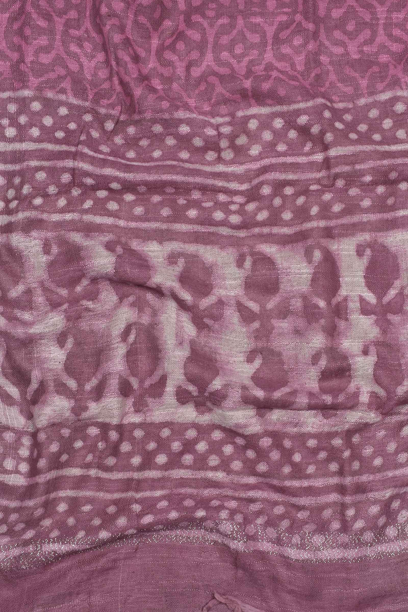 Pink Mango Linen Cotton Block Printed Chudithar Material Dress Suit