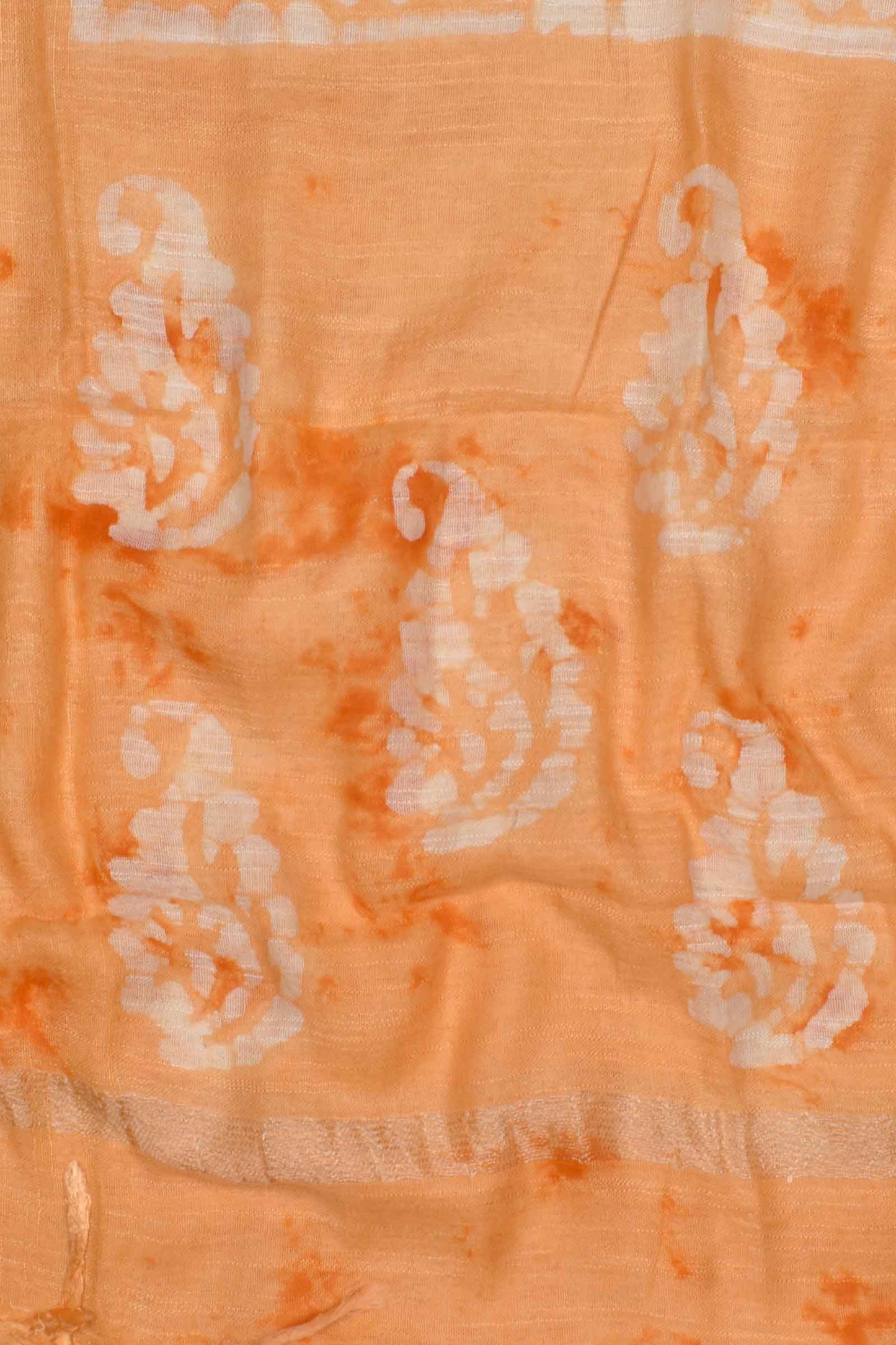 Light Orange Linen Cotton Block Printed Chudithar Material Dress Suit