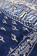 Blue Pure Cotton Mul Mul Peacocks Printed Saree