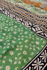 Green Pure Cotton Mul Mul All over Flower Printed Saree