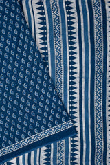 Blue Pure Cotton Mul Mul Mango Printed Saree