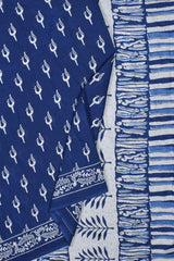 Blue Pure Cotton Mul Mul Peacocks Printed Saree