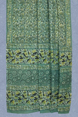 Green Pure Soft Cotton Vanaspatti Handblock Kalamkari Printed Saree