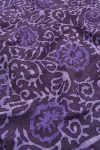 Violet Pure Soft Cotton Flowers All Over Bagru Hand Block Printed Saree