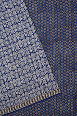 Blue Pure Soft Cotton Flower Garden Hand Block Printed Saree