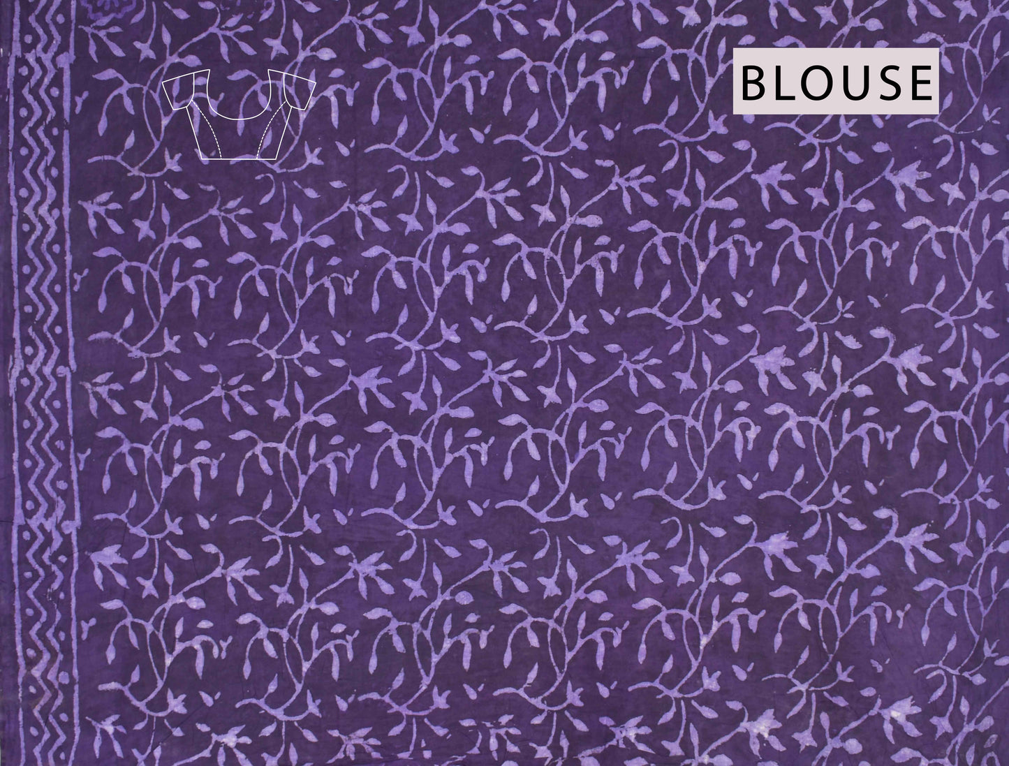 Violet Pure Soft Cotton Flowers All Over Bagru Hand Block Printed Saree