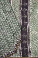 Green Chanderi Cotton Paisely Hand Block Printed Saree