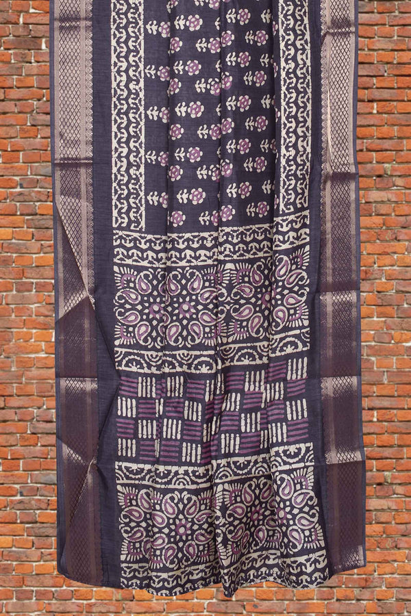 Violet Semi Dola Printed Saree