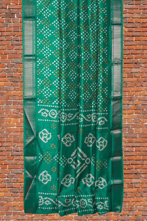 Green Semi Dola Bandhini Style Print Saree