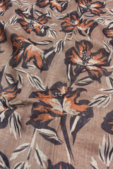 Brown Semi Linen Floral Digital Print Saree