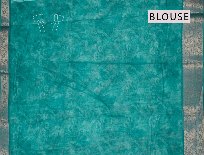 Blue Semi Linen Fancy Jacquard Border Saree