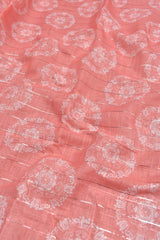 Peach  Semi Linen Floral Digital Print Sequin Border Saree