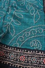 Blue Manipuri Semi Tussar Printed Ajrakh Style Pallu Saree