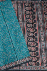 Blue Manipuri Semi Tussar Digital Printed Paisely Pallu Saree