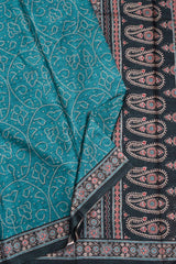 Blue Manipuri Semi Tussar Digital Printed Paisely Pallu Saree