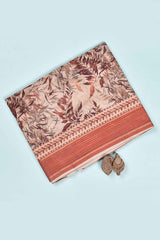 Light Brown Soft Dola Leaves Printed Saree