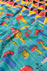 Blue Mul Mul Cotton Mushrooms Hand Bock Printed Saree