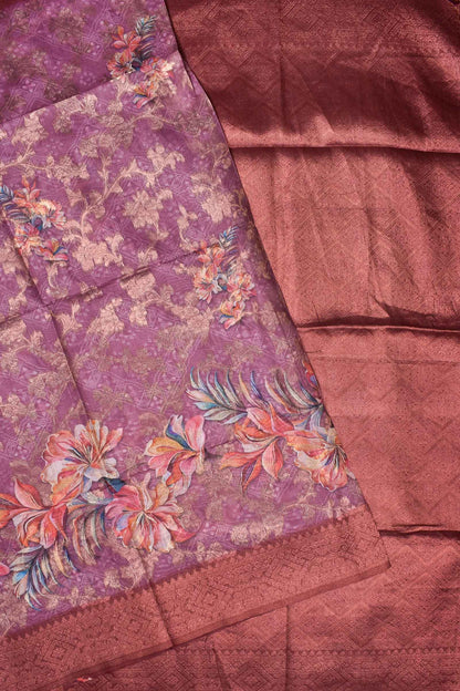 Violet Fancy Barbari Silk Floral Print Saree