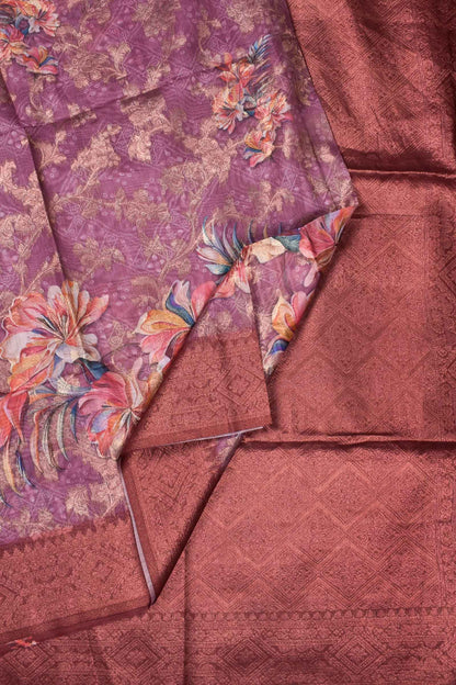 Violet Fancy Barbari Silk Floral Print Saree