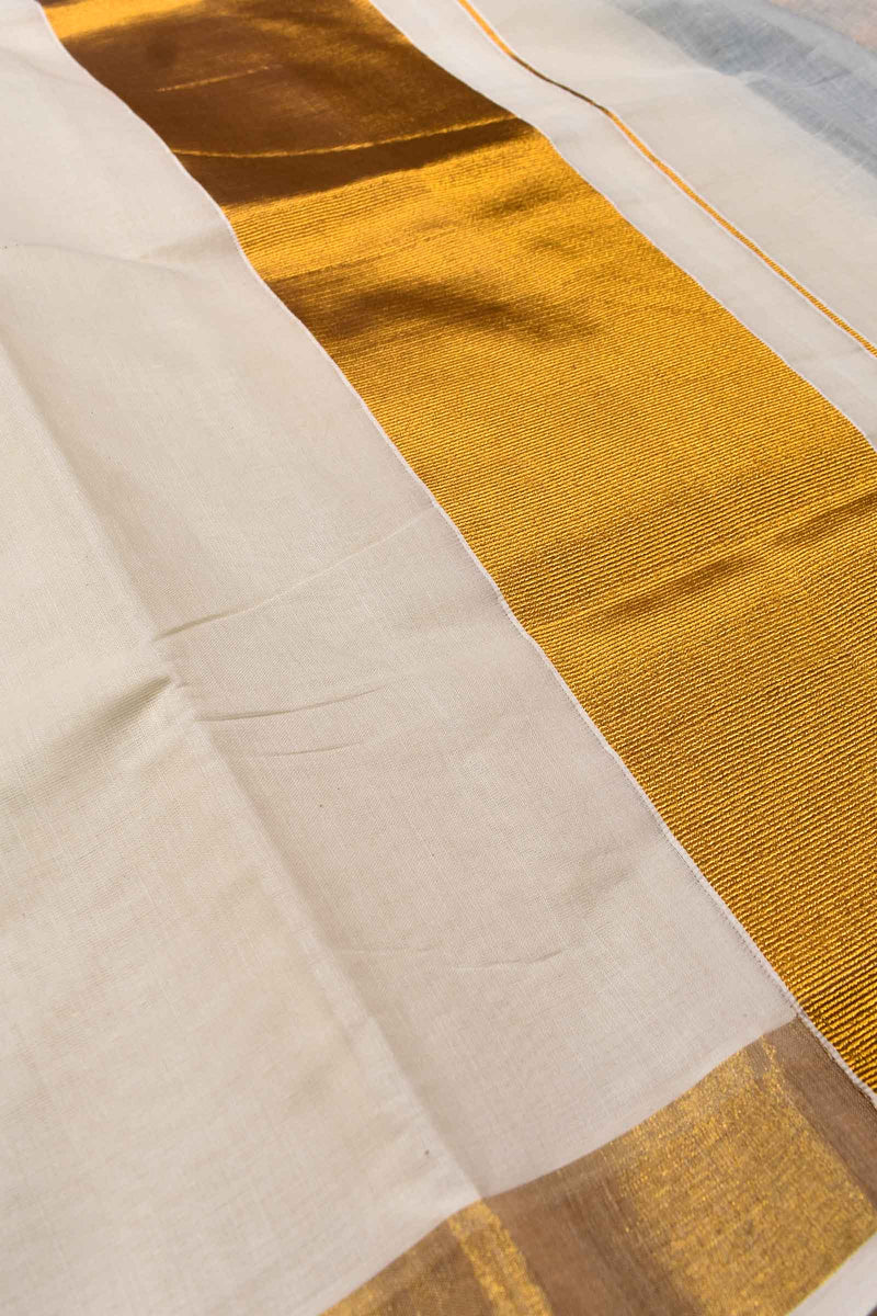 Kerala Cotton Plain Body with Tassels Saree