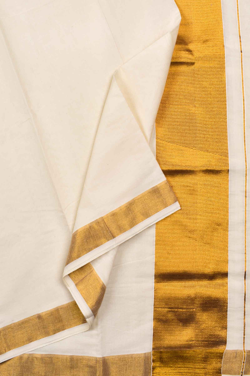 Kerala Cotton Plain Body with Tassels Saree