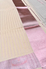 Kerala Cotton Onion Pink Verical Zari Lined Saree