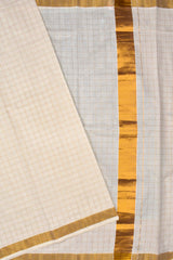 Kerala Cotton Golden Checks Body Saree