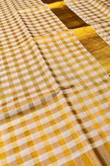 Kerala Tissue Broad Gold Checks Saree