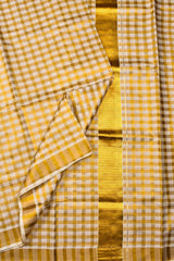 Kerala Tissue Broad Gold Checks Saree