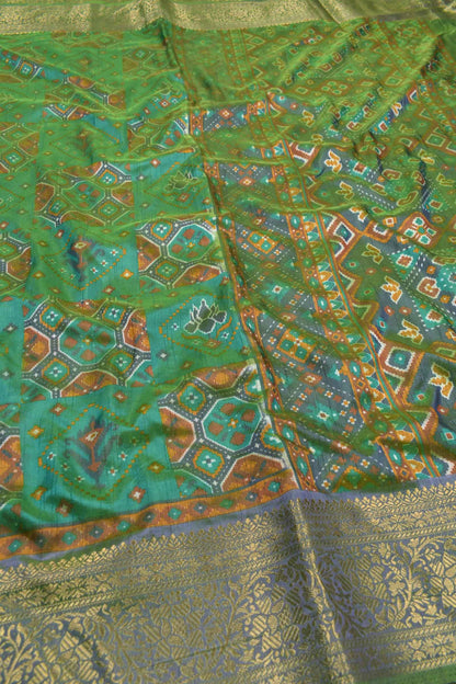 Green Sana Soft Silk Fancy Floral Patola Saree