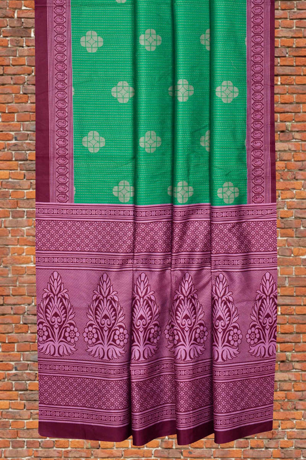 Parakeet Green Fancy Tussar Silk Contrast Pink Pallu Saree