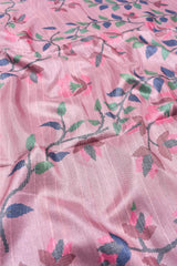 Pink kotha Fancy Tussar Floral Prints Saree