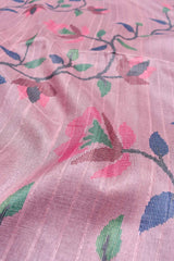 Pink kotha Fancy Tussar Floral Prints Saree