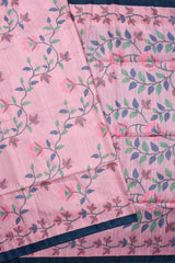 Pink kotha Fancy Tussar Floral Prints Saree