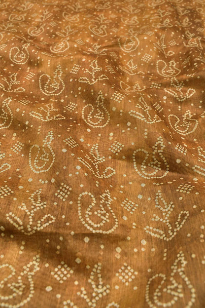 Light Brown Cotton Peacock Printed Fancy Border Saree