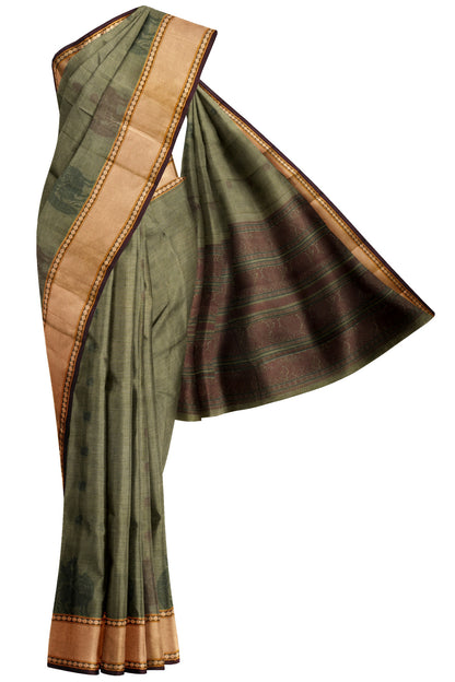 Light Green Chettinad Pure Cotton Yazhi Butta Saree