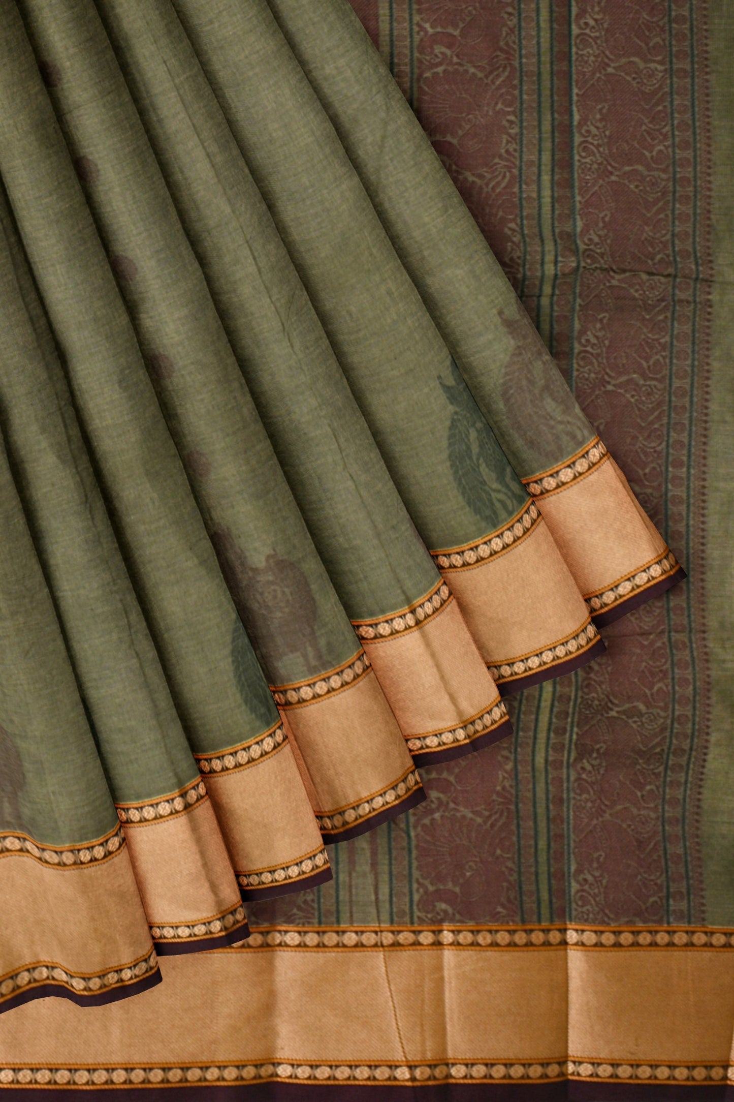 Light Green Chettinad Pure Cotton Yazhi Butta Saree