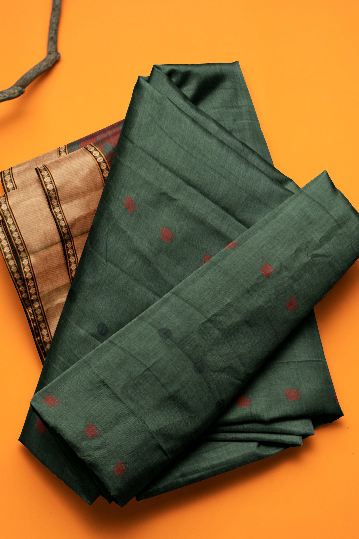 Dark Green Chettinad Pure Cotton Yazhi Butta Saree